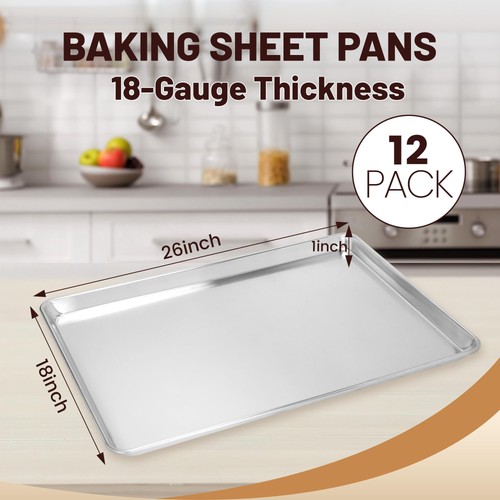 BIEAMA Confezione da 12 Teglie da Forno Full Size 12PACK 26"X18", Argento - Foto 2 di 9