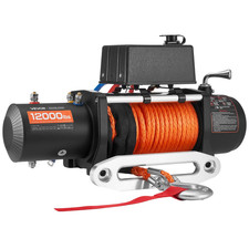 VEVOR 12000 lb Electric Winch, 12V with Synthetic Rope, Wireless Remote