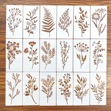 18 Pcs DIY Flower Painting Stencils, Reusable Plastic Templates for Wood, Fabric