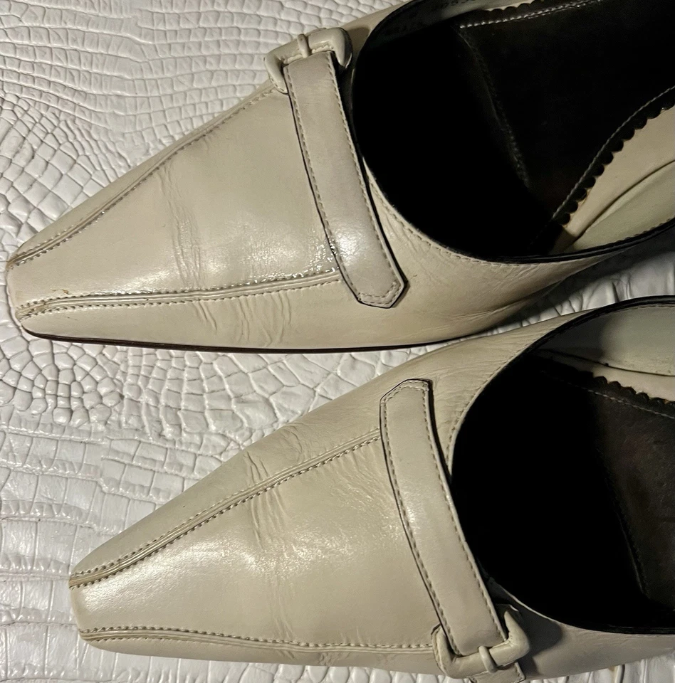 Cole Haan City котенок каблук мул кости кожи 2 1/2» деревянный каблук размер 10B - Изображение 3 из 4