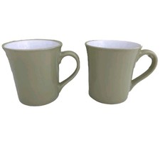  2 Debenhams Stoneware Green Mugs Dishwasher/ Microwave Safe 9.5cm Tall Preloved