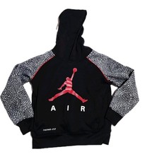 Jordan Nike Therma-Fit Boys Black/Red Pullover Hoodie Sweater 4 T XS Youth Kids