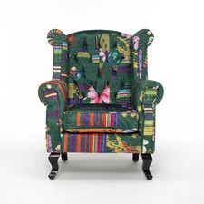 Wayfair Multi Patchwork Green Wingback Chair By Rosalind