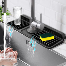 14.6 Inch Silicone Sink Splash Guard Mat with 7 Degree Slope Snap Lock Design