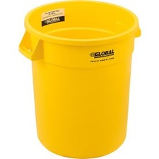 Industrial Plastic Trash Can - 20 Gallon Yellow Industrial 240458YL