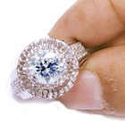 3 Ct Vvs1 :Near White Round Cut Moissanite Wedding Ring Sterling Silver Size 9