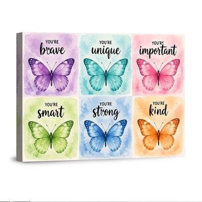 You're Brave Unique Important Smart Strong Kind Butterfly Wall Art Canvas Print