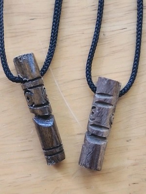 Handcarved Native Good Luck  Fertility Pendants His & Hers Set 20'' Necklaces