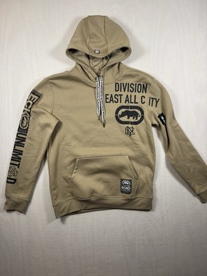 Ecko Unltd. Pullover Hoodie Men's M Beige Graphic Print Hooded Pockets y2k nwt