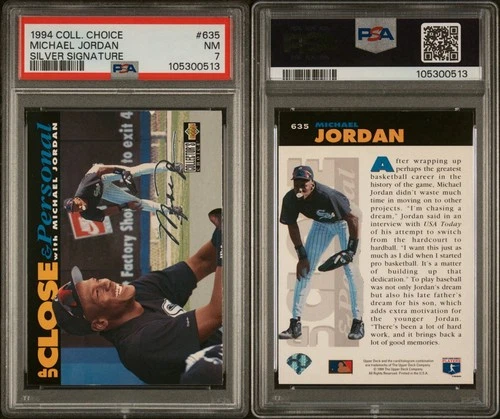 1994 Collector's Choice MICHAEL JORDAN #635 Silver Signature (PSA 7 NM)
