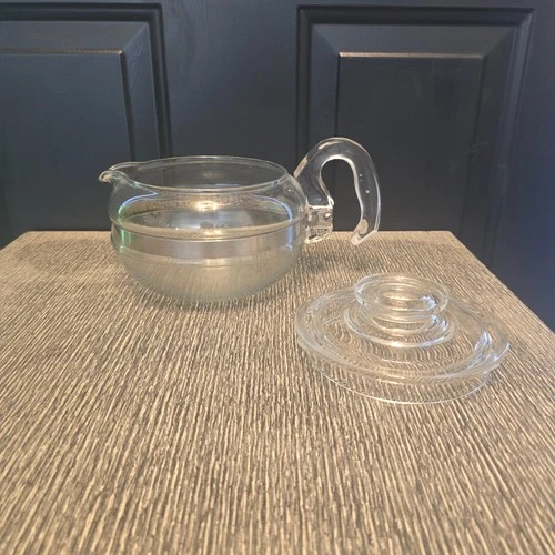Vintage Pyrex Flameware 6 Cup Tea/Coffee Pot Lid & Handle 8446-B Clear Glass