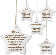Cunhill 5 Pcs Christmas Thank You Nurse Ornaments Gift Ceramic Nurse Appreciatio