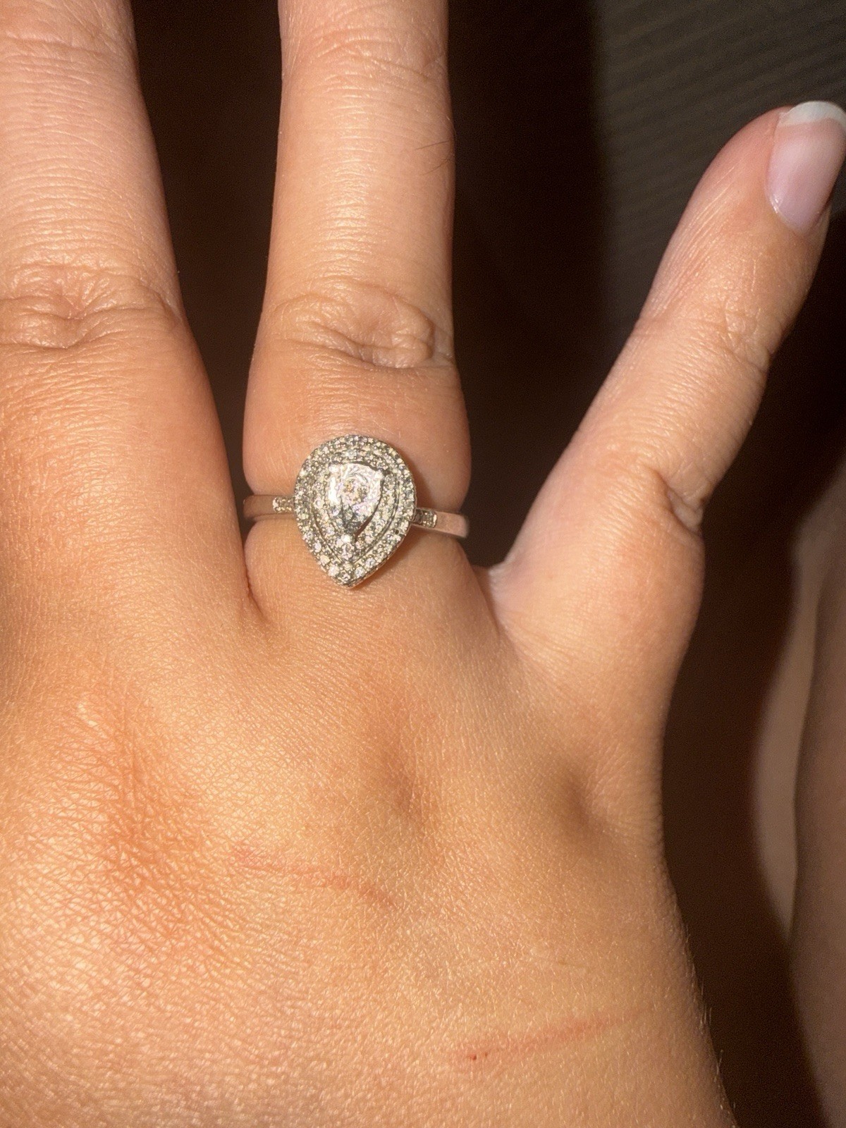 Zales 1/4 CT. T.W. Sterling Silver Diamond Double Pear Engagement Ring