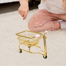 Miniature Shopping Cart Toy Trolley Model Fun Mini Storage Basket Girls Gift