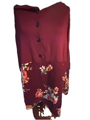 Blumin Apparel Boutique Women Burgundy Floral Plus Top Sz 3xL