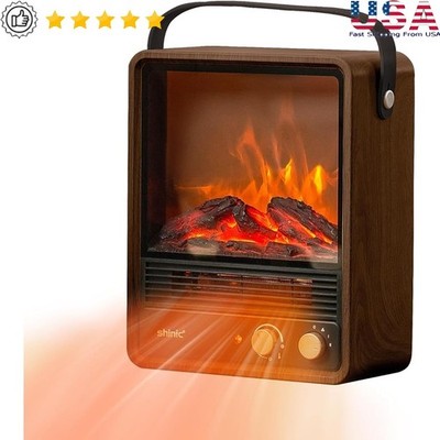 3D Flame Effect Electric Fireplace Heater Adjustable Thermostat 1500W Safety New