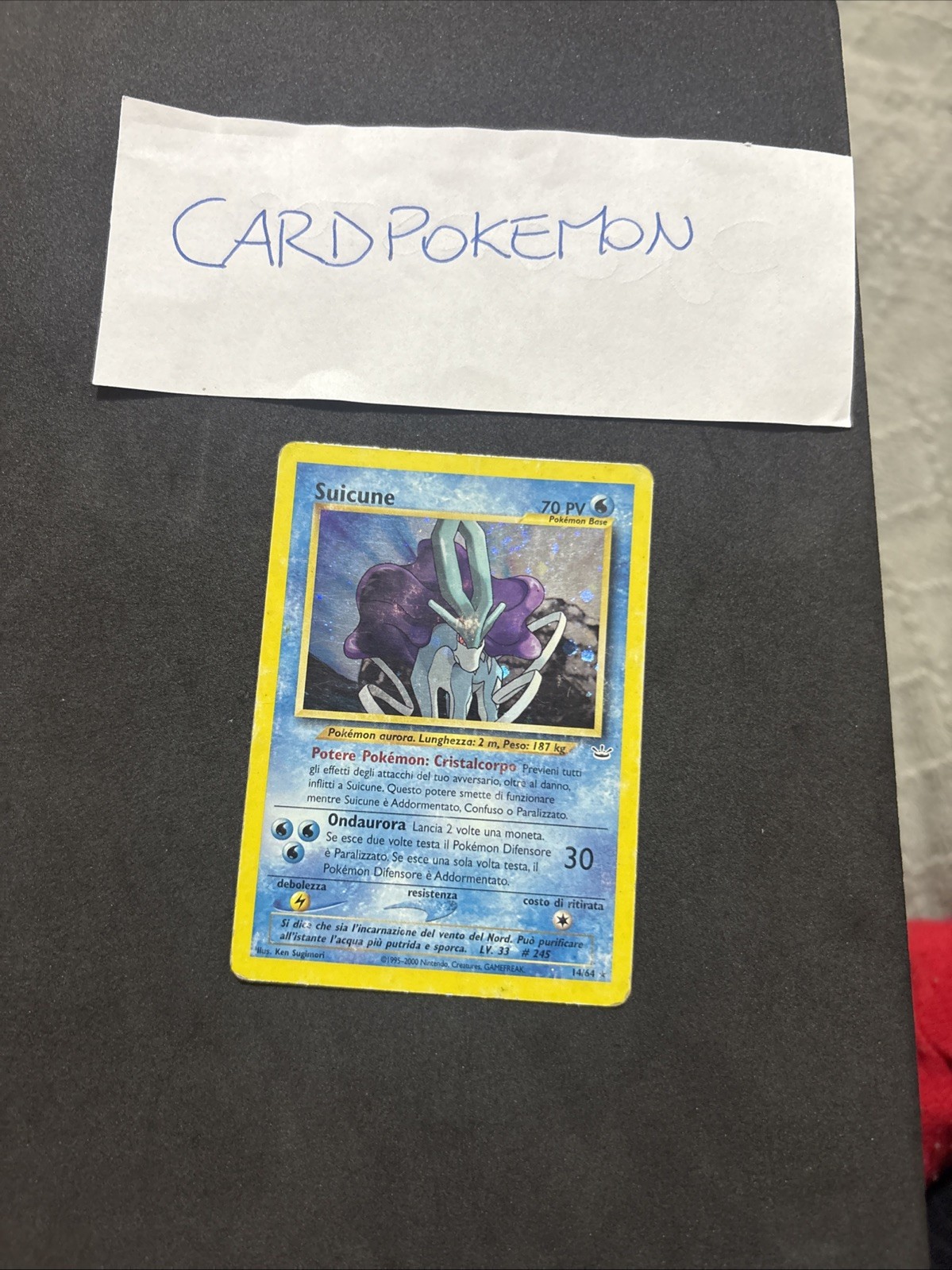 Pokemon Card Suicune 14/64 -Ita-swirl-Holo-Good!