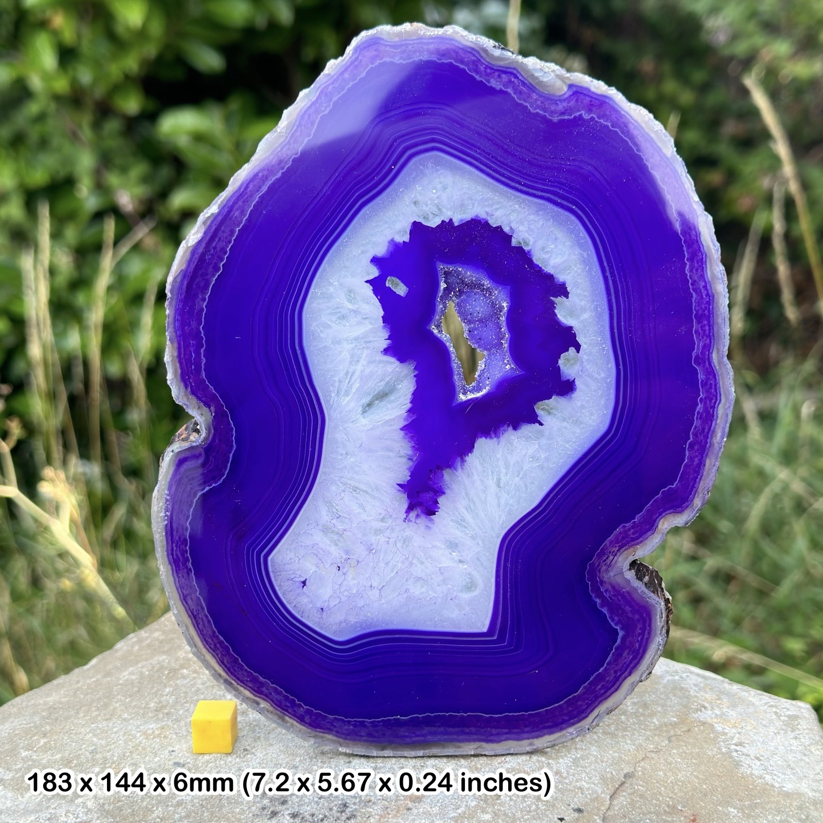 Rebanada de cristal de ágata A8, piedra púrpura curativa espiritual, certificada