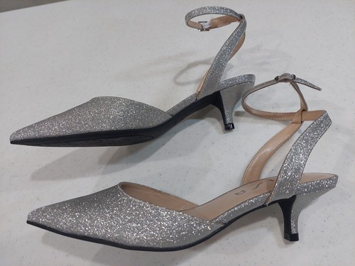 NEW Unisa Unforaine-R Short Heel Silver Sparkle Shoes Size 8M Pointed Toe NWOT - Picture 6 of 10