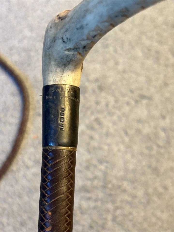 Vintage Gents "SWAINE ADENEY BRIGG" Leather Hunt Whip W/Beaufort Leather Thong Foto 3 de 4