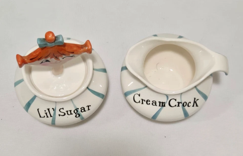 Vintage 1958 Holt Howard Pixie Pixieware Creamer and Sugar Bowl w/Labels - Image 2 of 4