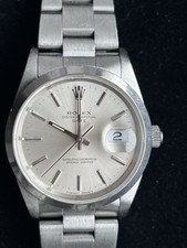 Rolex Oyster Perpetual Date 15200 Smooth Bezel Watch 34mm Silver Index Dial