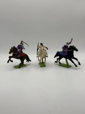 Vintage Britains Deetail Mounted Arab Warriors Lot Of 3 Horses & Riders 1970s