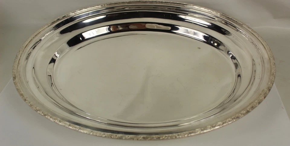 Plato de carne antiguo grande de plata con mango de ciervo cúpula 19" L, 15" de alto Foto 2 de 4