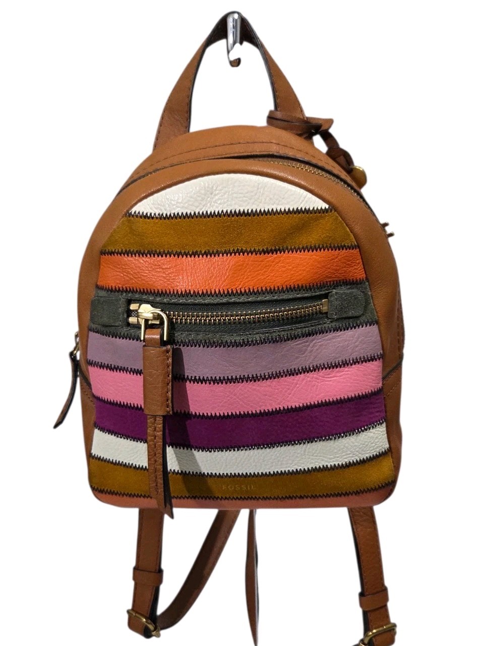 Fossil Megan Mini Backpack Bag Patchwork Rainbow … - image 12