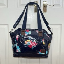RARE Y2K Animal Navy Floral Tote Shoulder Handbag Overnight Bag Sling Carry-On L