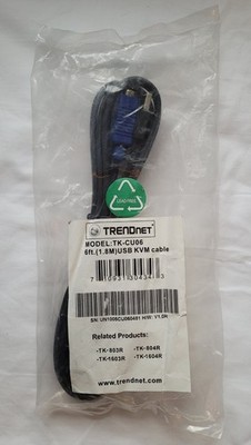 NEW, Sealed TRENDnet TK-CU06, 6-feet USB KVM cable for TK-803R/1603R
