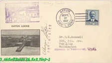 1937 Canal Zone FDC Scott 110 Sibert 14¢ Gatun Locks Cachet Missent