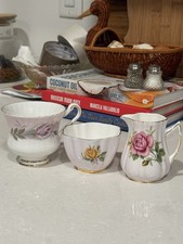 Vintage Paragon Bone China Floral Rose Tea Cups Set 3-Piece Painted Decorated