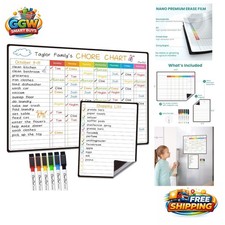Multi-Functional Magnetic Chore Chart with 6 Markers  List Board - 14.5"x11"