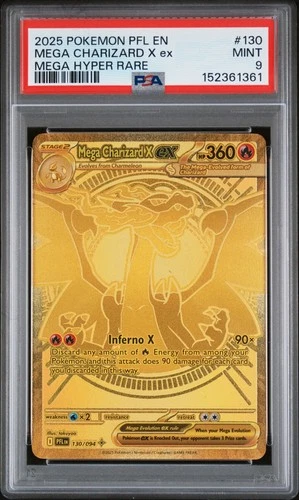 Pokémon Mega Charizard X EX 130/094 Phantasmal Flames Hyper Rare Holo PSA 9 2025