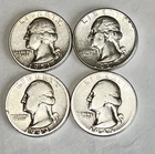 Lot of 4 90% Silver Washington Quarters Mix Years silver coins US, Fast Shipping