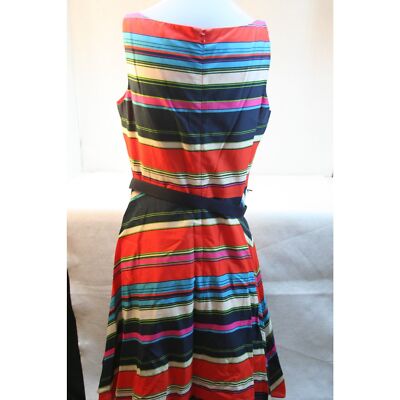 Kasper Sleeveless Fit n Flare Striped Navy Red Pink Dress w/belt sz 6 | eBay
