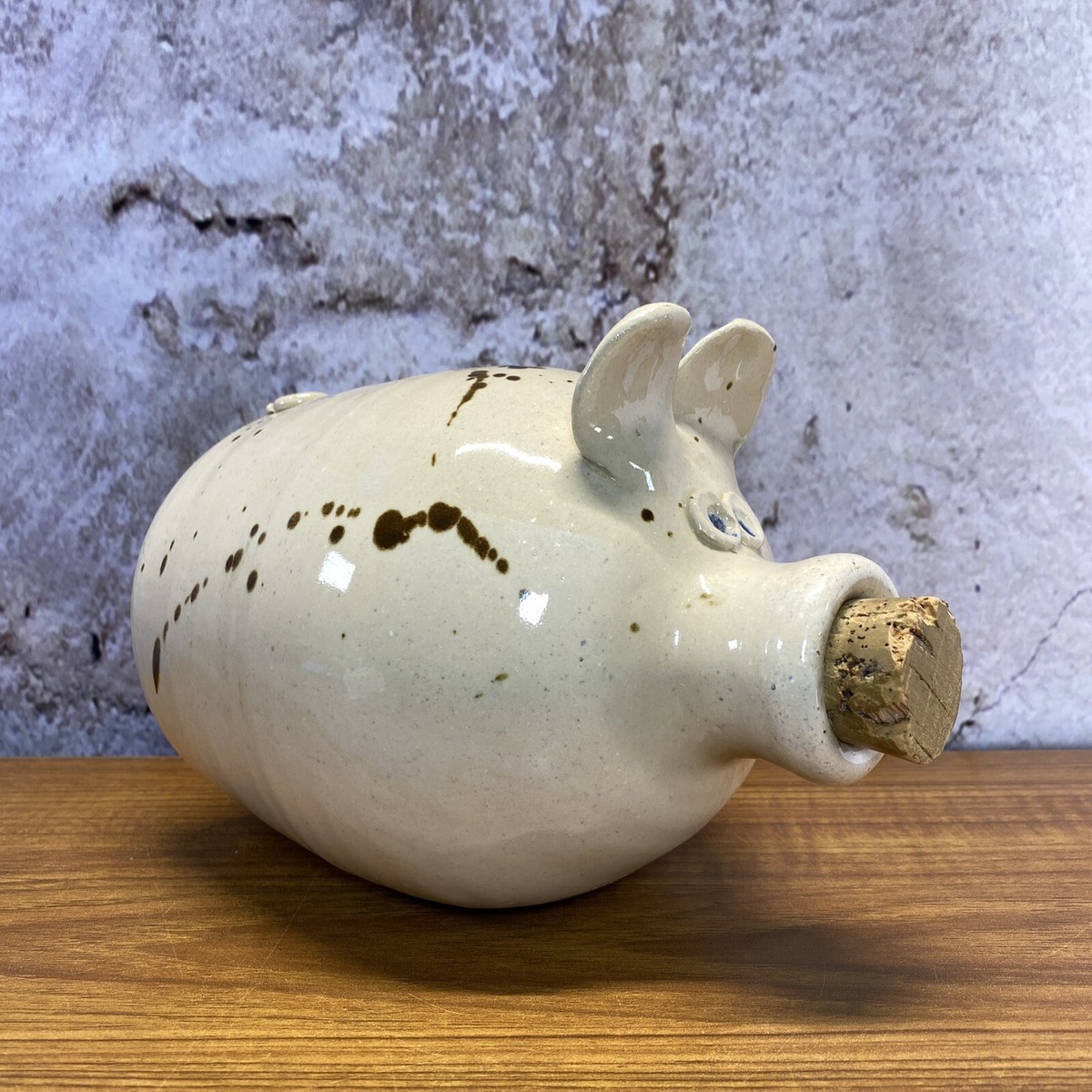 Vintage Marshall Pottery Pig Shaped Barrel Piggy Bank Cork Nose