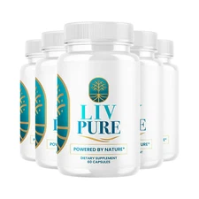 5-Pack Liv Pure Powered by Nature - Natural Support Supplement- 300 Capsules