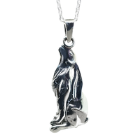 Mond Blickender Hase Halskette 925 Sterlingsilber AnhäNger 18 Zoll Kette...