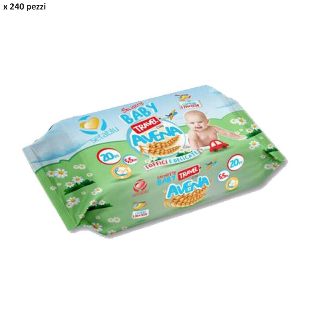 Setablu salviettine baby soffici delicate travel all'avena igiene bimbo - pz 240