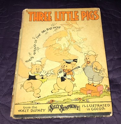 WALT DISNEY  THREE LITTLE PIGS  BLUE RIBBON BOOK  1933  BIG BAD WOLF