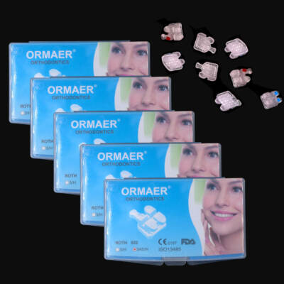 1-10Kits ORMAER Dental Ceramic Brackets Mini Roth 0.022 345 Hooks Ortho