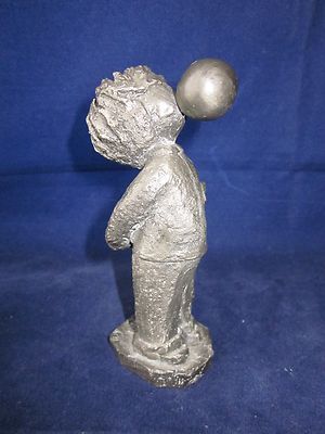HUDSON PEWTER Walli Ortman #007 Bubble Gum ~ Boy Blowing a Pewter Bubble USA