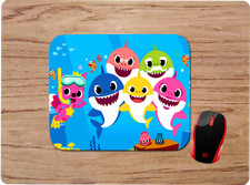 Baby Shark Custom Mouse Pad Desk Mat School Home Office Gift Nonslip Neoprene