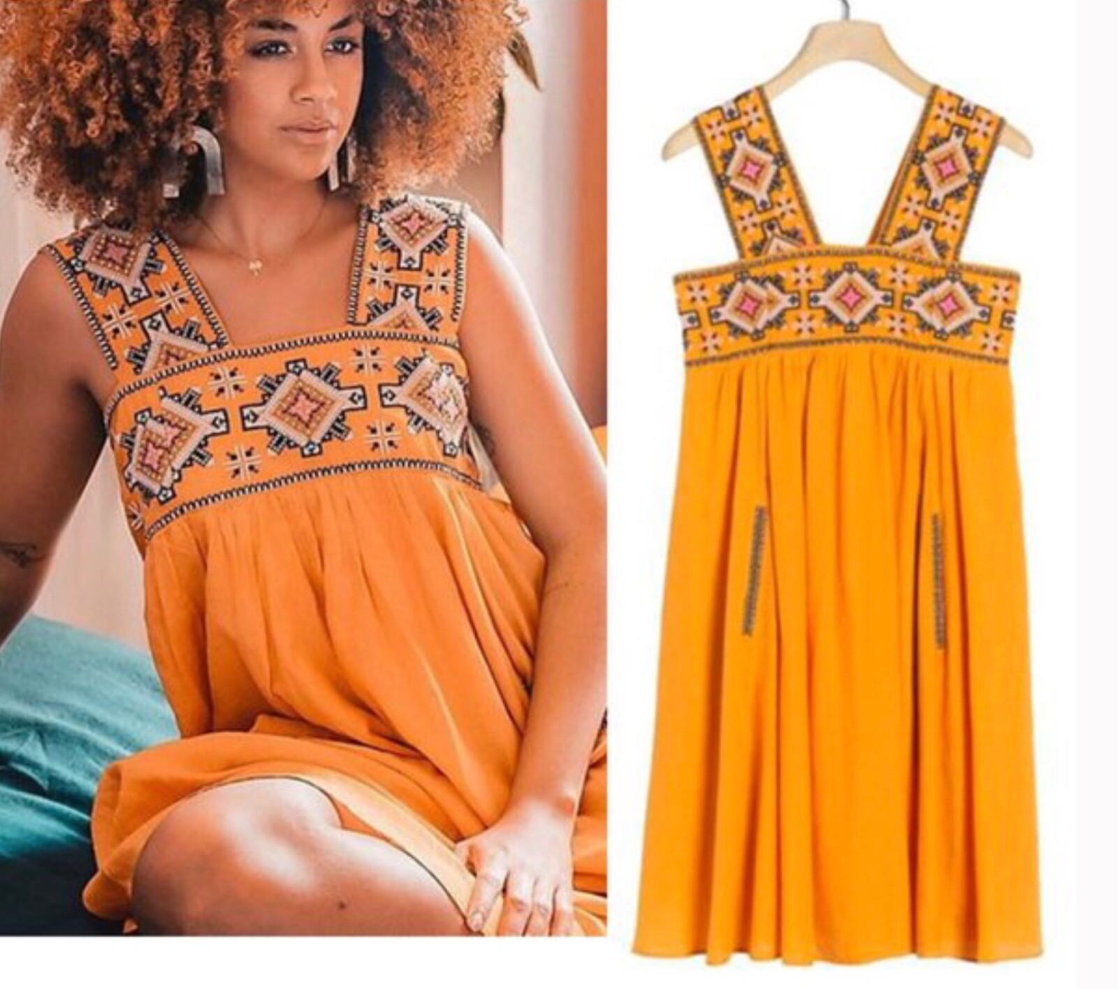 NWT ANTHROPOLOGIE TEOFILA EMBROIDERED SWING TUNIC DRESS MAIZE YELLOW M MEDIUM