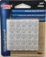 Shepherd 9957 3/8-Inch Self-Adhesive Felt Furniture Pads, 75-Pack, White