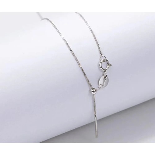 18K Solid Gold Chopin Chain Necklace Needle Beautiful Charm Jewelry Adjustable - Picture 11 of 14