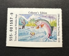 WTDstamps - 1998 TEXAS - Lot4 - State Freshwater Trout Fishing Stamp - MNH