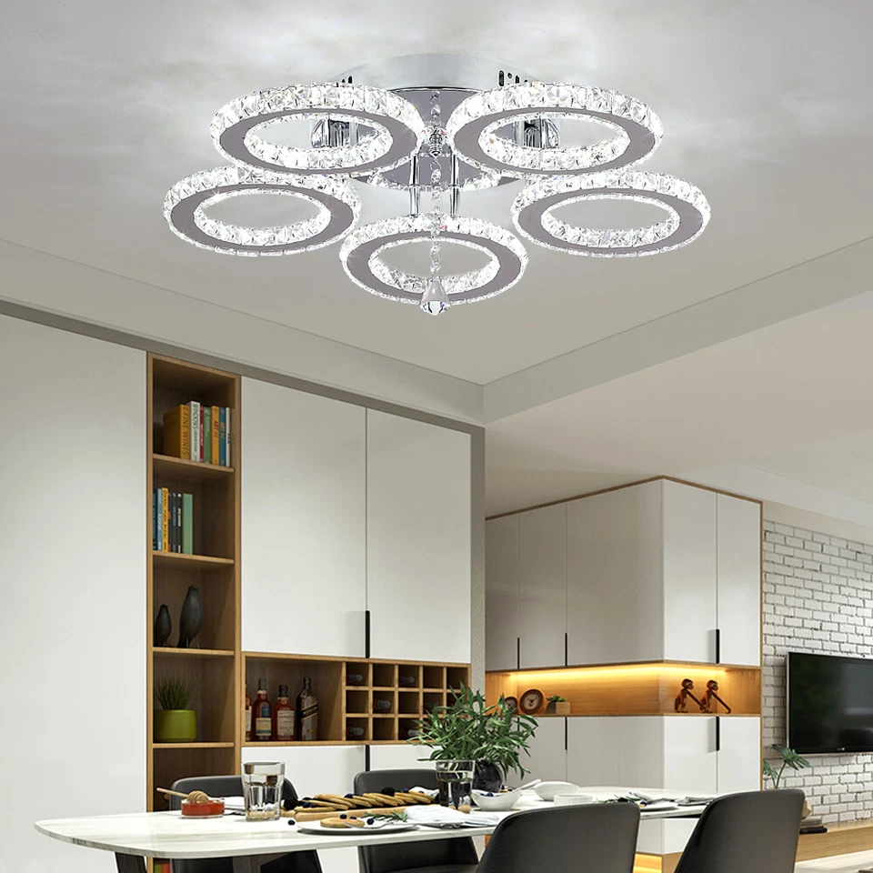Lampadario Cristallo Plafoniera LED a soffitto a sospensione moderno 30/50w A+++ - Immagine 2 di 4